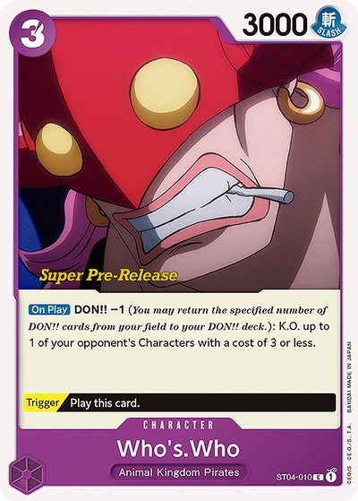 Image for Who's.Who (Super Pre-Release Starter Deck 4: Animal Kingdom Pirates) (ST04-010) - One Piece Card Game