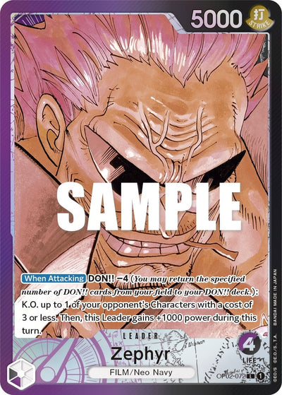 Image for Zephyr (Alternate Art) (Paramount War) (OP02-072) - One Piece Card Game